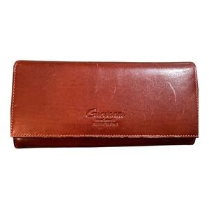 Women's Giovanni Brown Leather Long Trifold Wallet